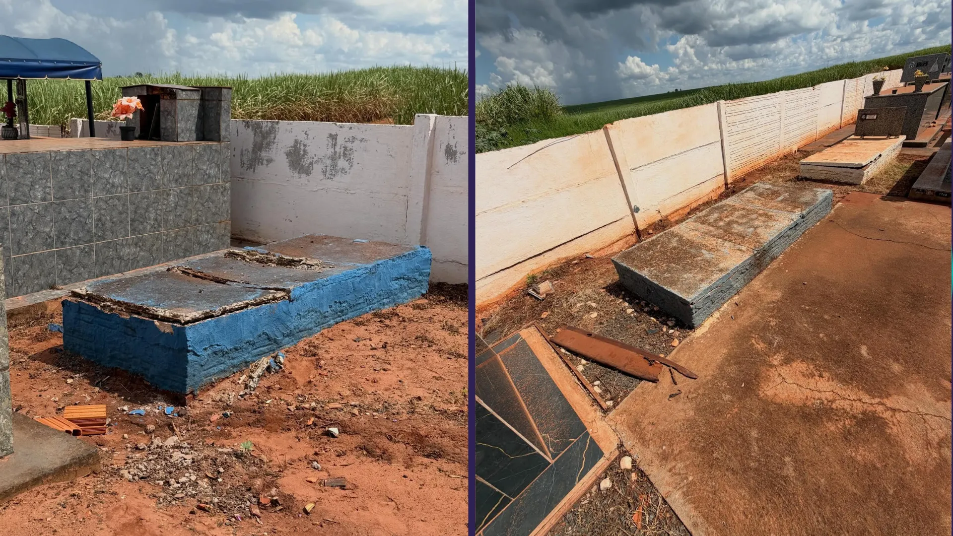 Imagem de túmulos violados 