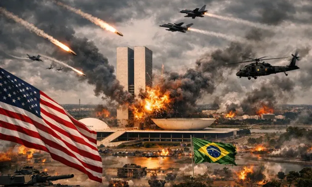 58% dos brasileiros temem ataque dos EUA. Foto: Chatgpt/IA