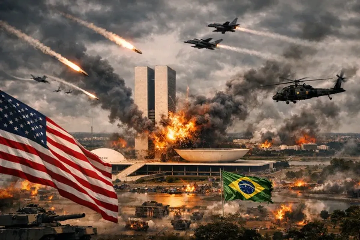 58% dos brasileiros temem ataque dos EUA. Foto: Chatgpt/IA