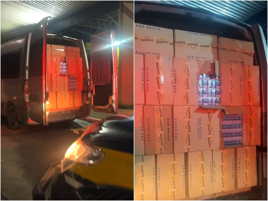 A Carga de cigarros ilegais veio do Paraguai e foi abandonada após fuga do motorista em São Miguel das Matas. Foto: Divulgação/PRF