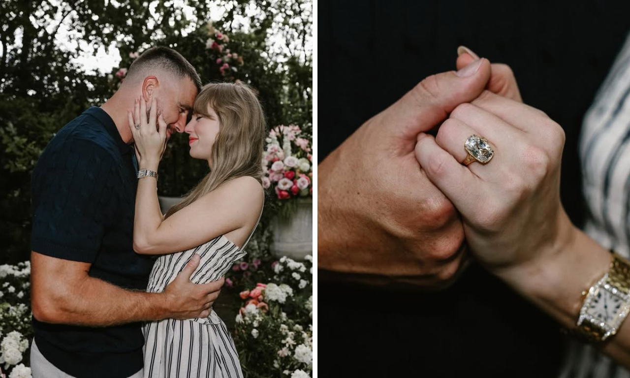 Taylor Swift anuncia casamento com Travis Kelce e exibe anel de noivado.Foto: redes sociais | @taylorswift