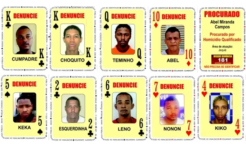Nove criminosos são inseridos no ‘Baralho do Crime’ da SSP-BA