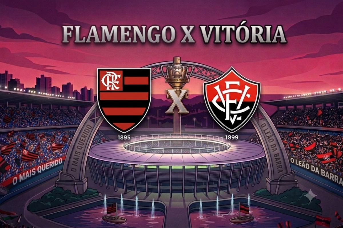 Onde assistir: Flamengo x Vit&oacute;ria, partida deste domingo no Maracan&atilde;. Foto: Imagem gerada por IA. 