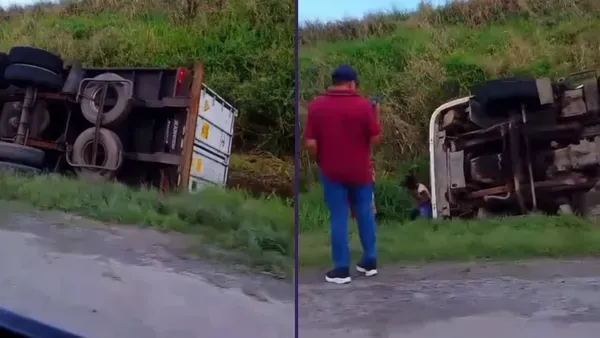 Caminh&atilde;o tomba na BR-324