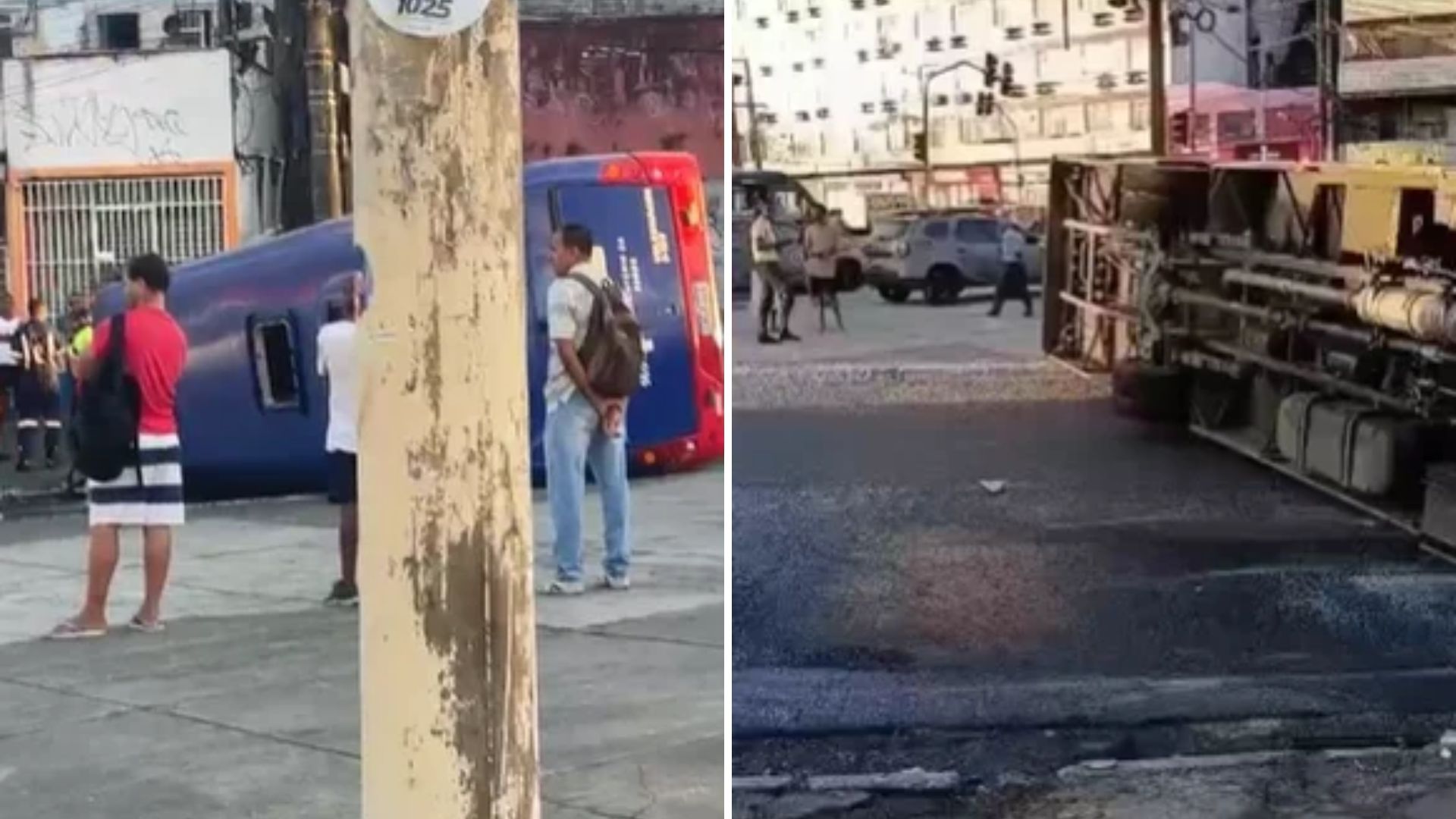 &Ocirc;nibus com pacientes tomba no Largo do Tanque, em Salvador