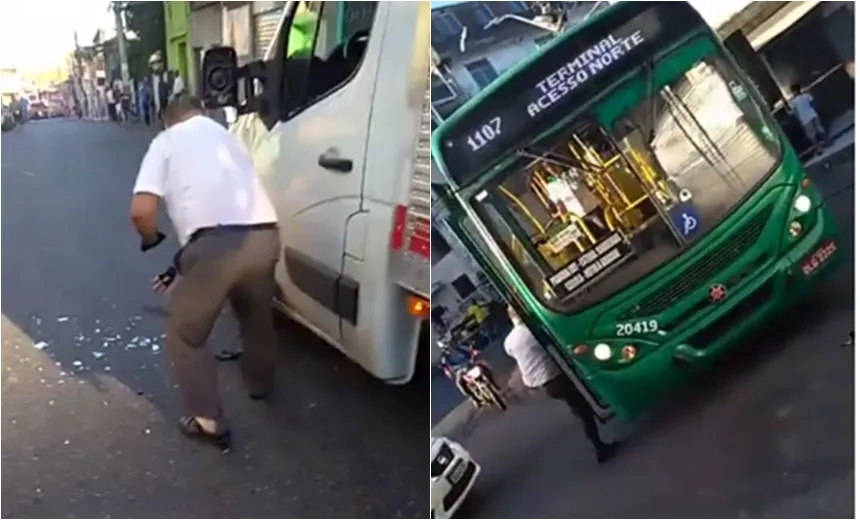 Vídeo: rodoviário quebra retrovisor de caminhão após suposta briga de trânsito