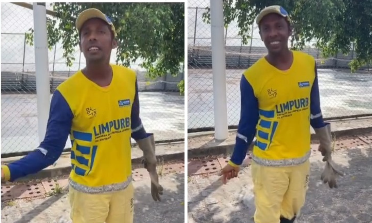 V&Iacute;DEO: ex-vocalista do Bonde do Maluco trabalha como gari em Salvador.Foto: Redes sociais