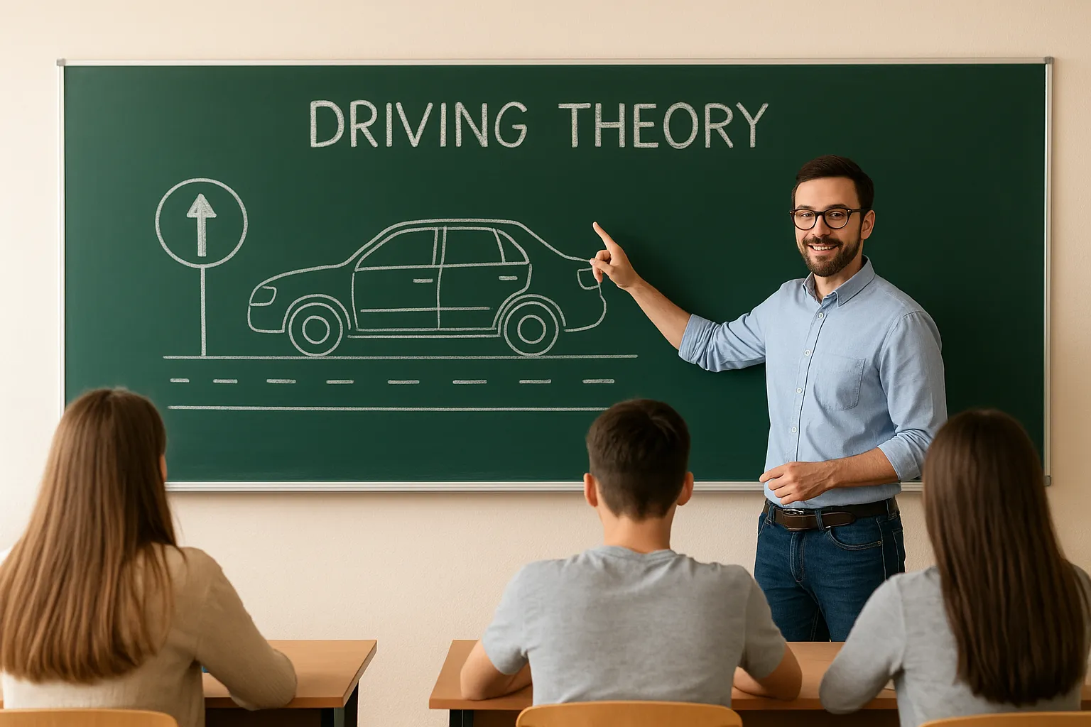 Imagem de professor ensinando a como dirigir 