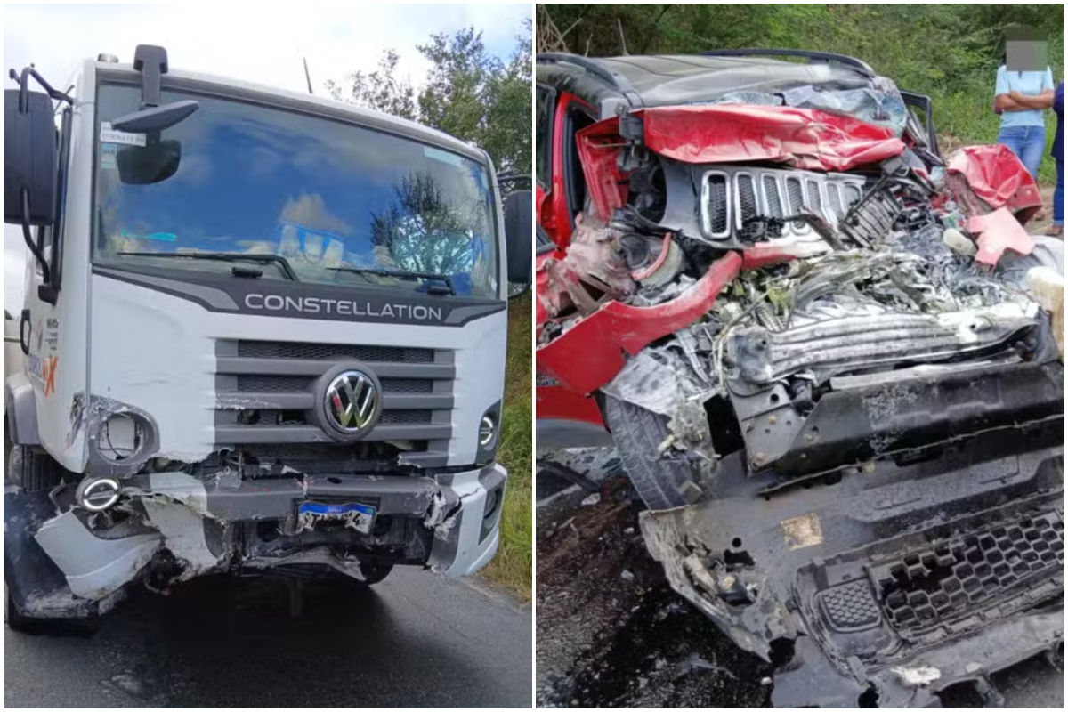 Acidente no Vale do Jiquiriçá entre carro e caminhão mata médico e deixa ferido. Foto: Redes Sociais