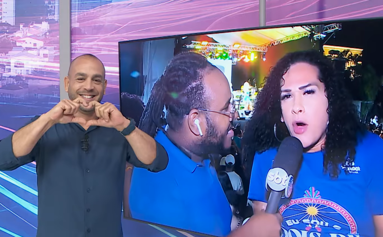 Curtindo a parte profana do 2 de Julho, Léo Kret brincou com Murilo Vilas Boas: 