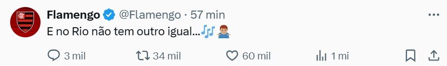 Post do Flamengo no X