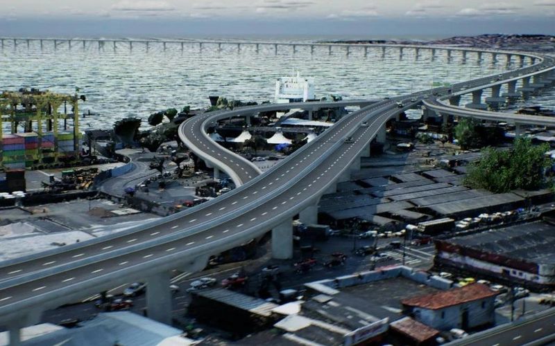 Com a ponte, o tempo de deslocamento entre Salvador e a Ilha de Itaparica será drasticamente reduzido, acabando com a dependência do Ferry-Boat e diminuindo distâncias hoje cobertas por rotas mais longas/Foto: Divulgação/Concessionária Ponte Salvador-Itaparica