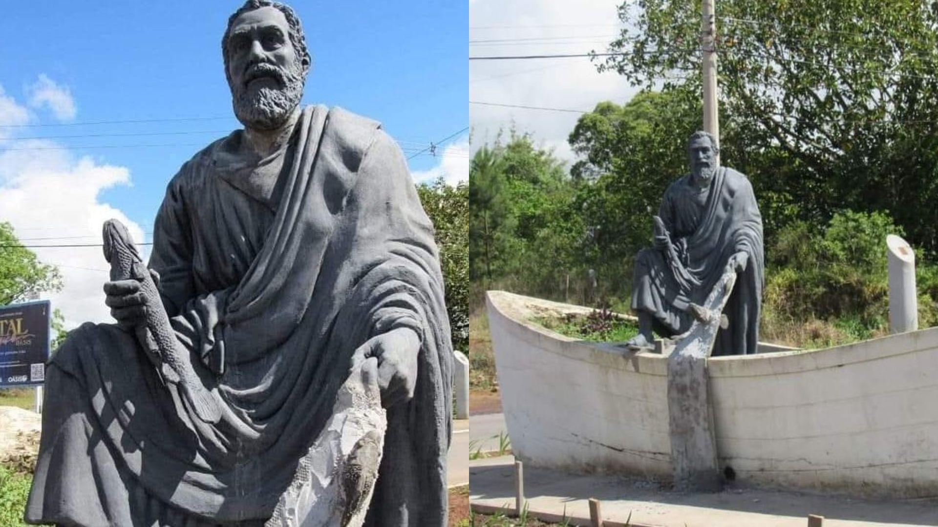 Est&aacute;tua de S&atilde;o Pedro em S&atilde;o Pedro do Sul, no Rio Grande do Sul