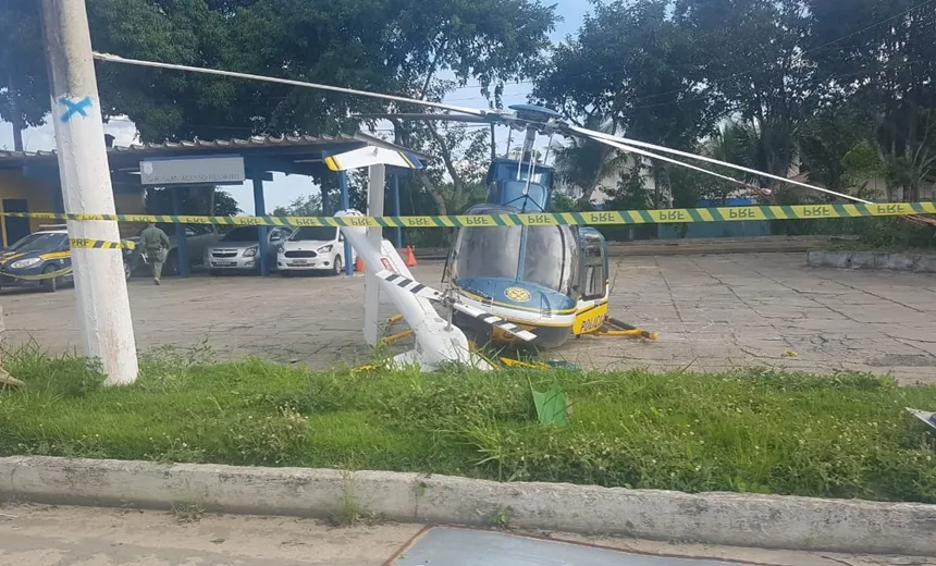 Acidente com helicóptero da PRF deixa um ferido em Eunápolis; vídeo