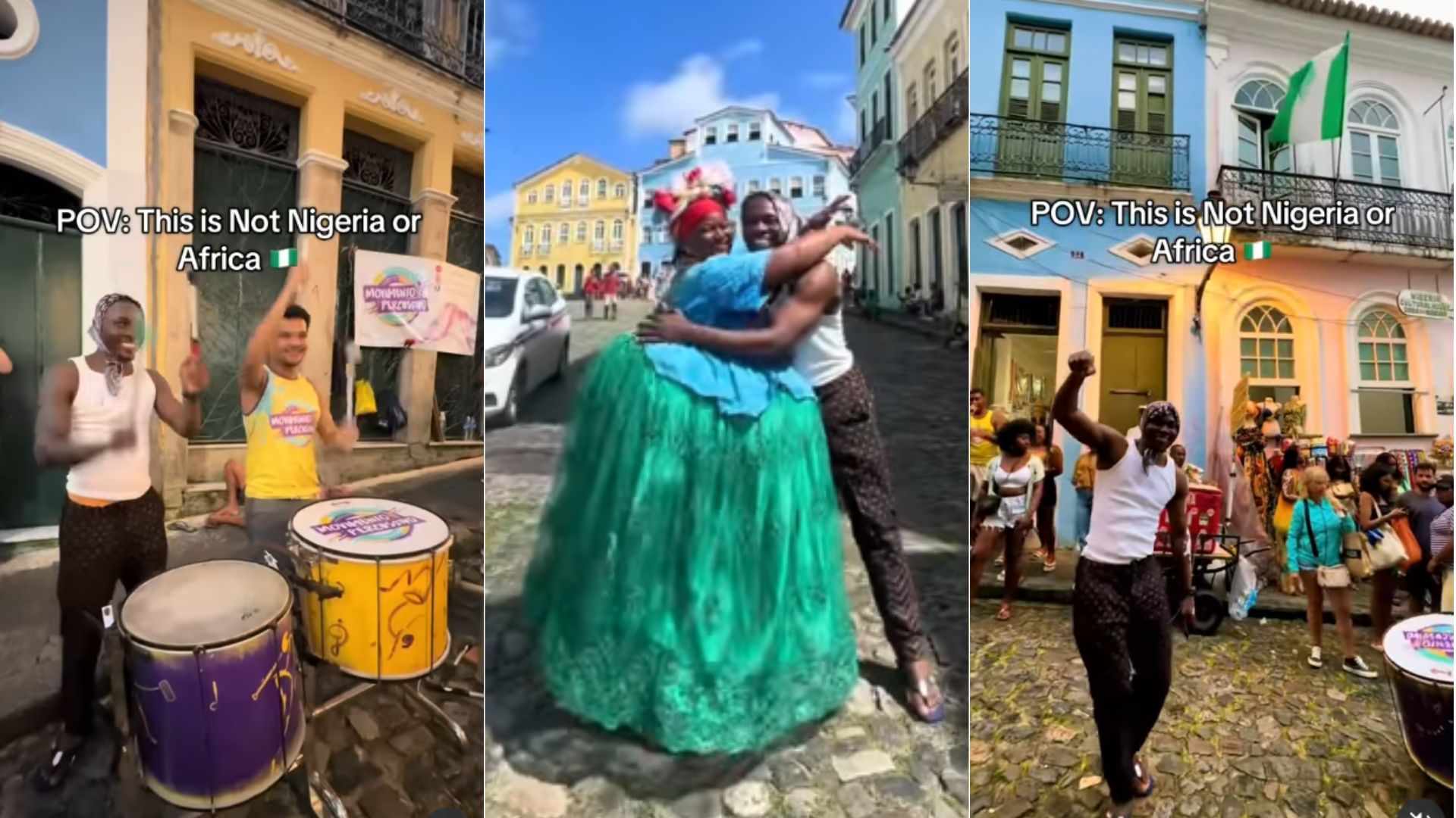 Jamal Capable, influencer nigeriano, no Pelourinho | Imagens: reprodução/redes sociais (@jamalcapable)