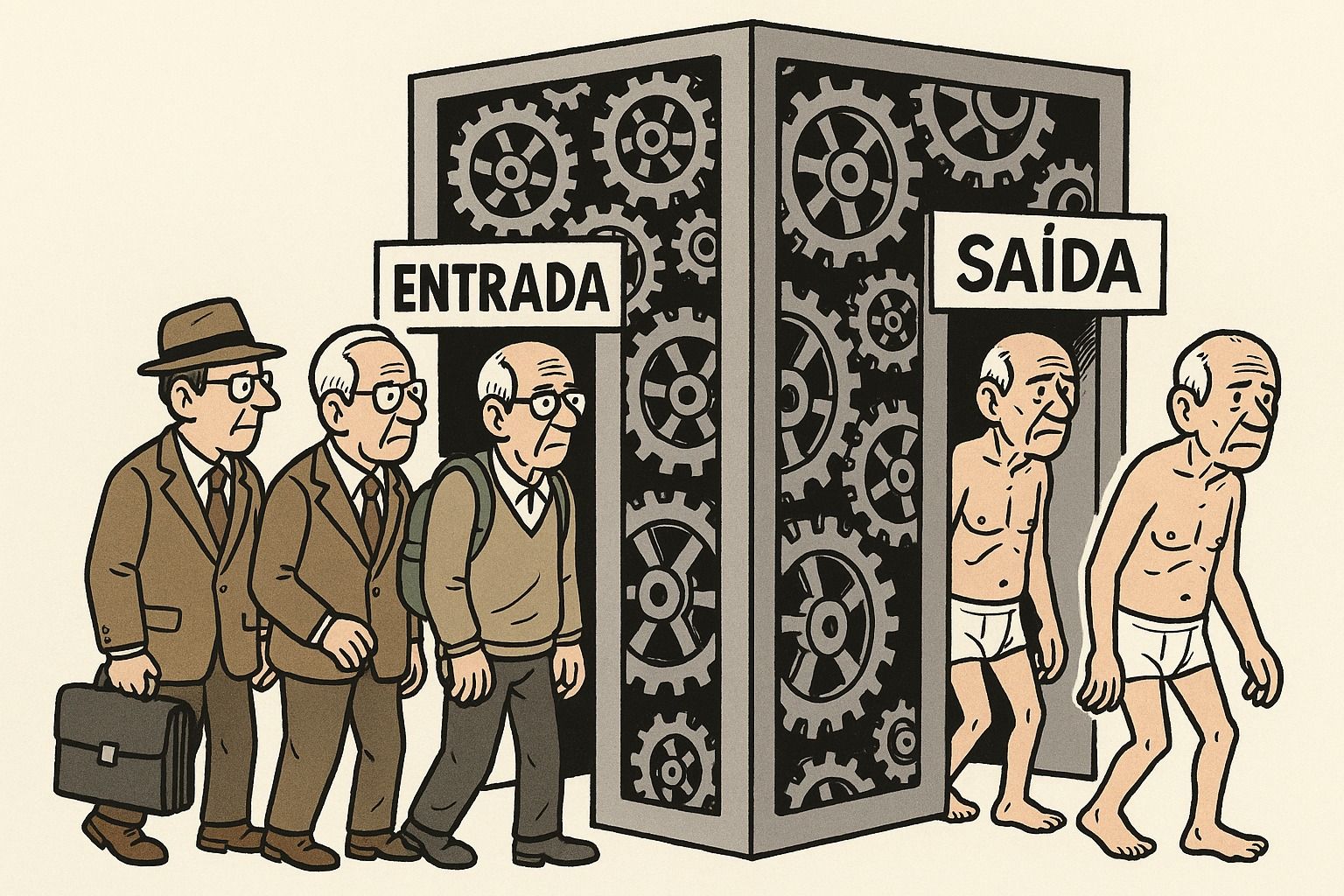 Humilhacao Aposentados Brasil (imagem IA prompt de Matheus Carvalho)