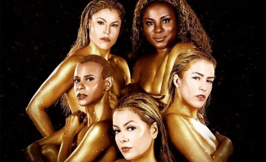 Nuas, meninas do Rounge posam com pintura corporal: “MUITO OURO!”