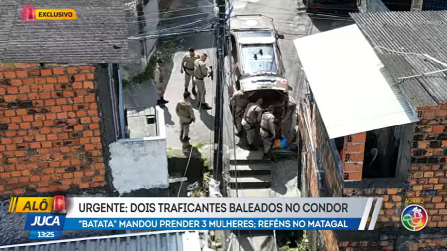 Dois homens morrem em troca de tiros com a PM em Salvador.Foto: Tv Aratu