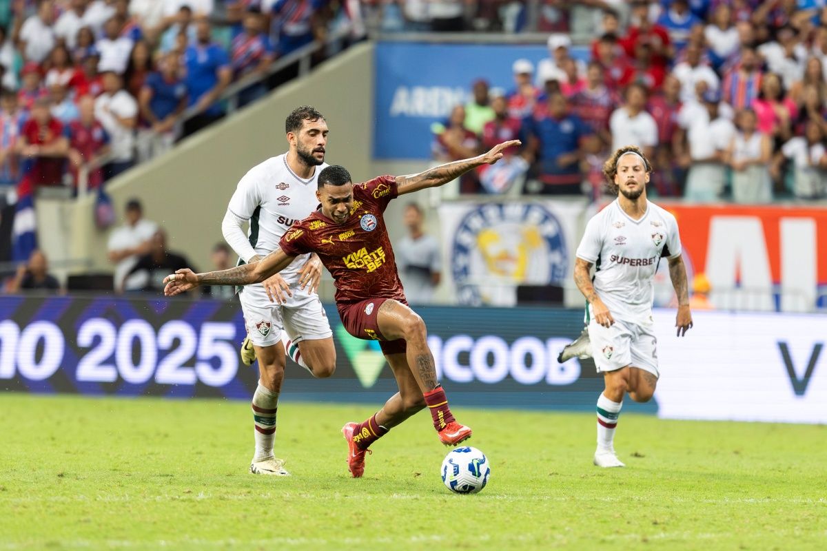 O último jogo entre Bahia e Fluminense terminou empatado em 3x3. Foto: Rafael Rodrigues/EC Bahia