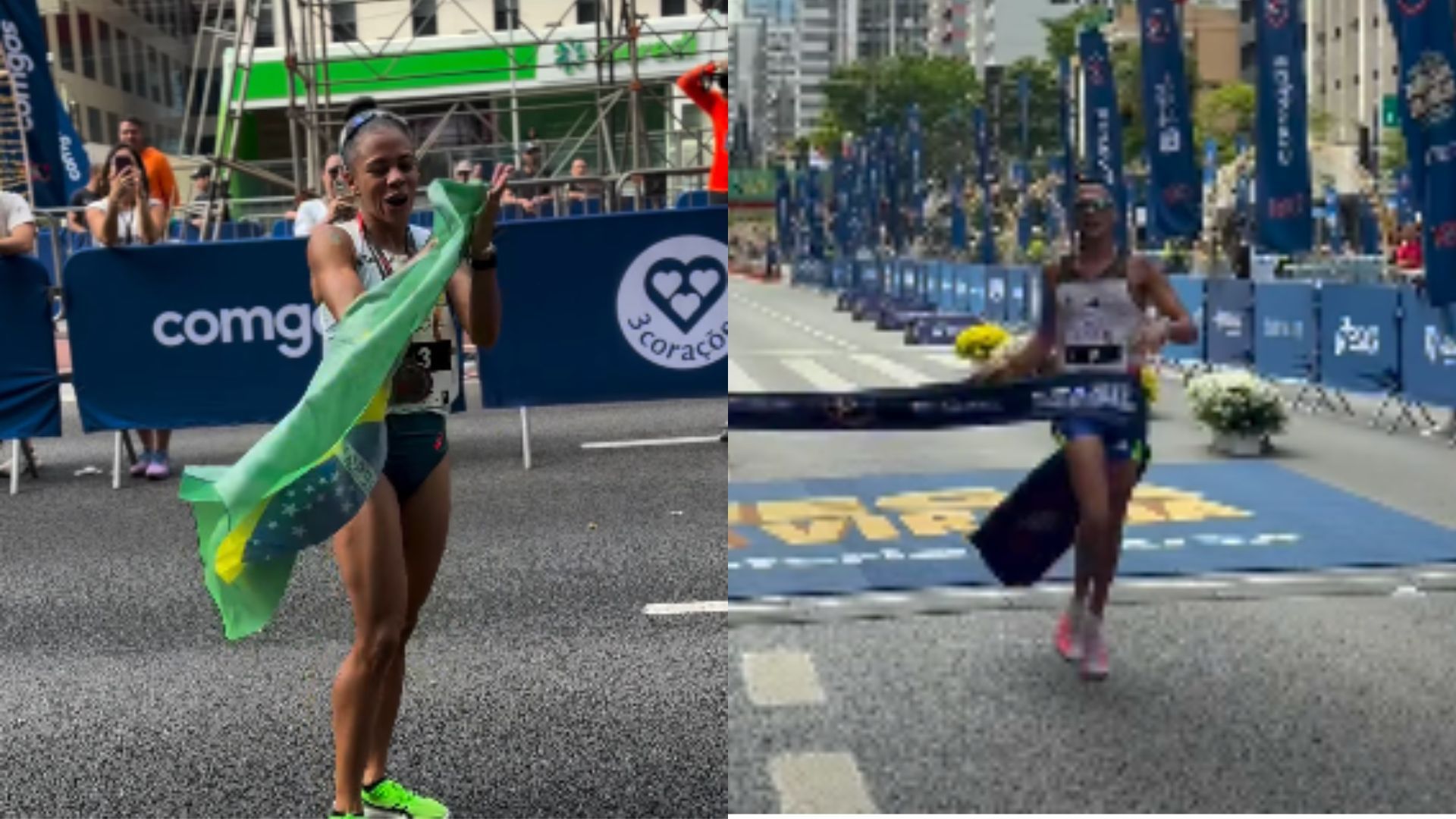 Baianos N&uacute;bia de Oliveira e F&aacute;bio Jesus garantiram o terceiro lugar na 100&ordf; edi&ccedil;&atilde;o da S&atilde;o Silvestre