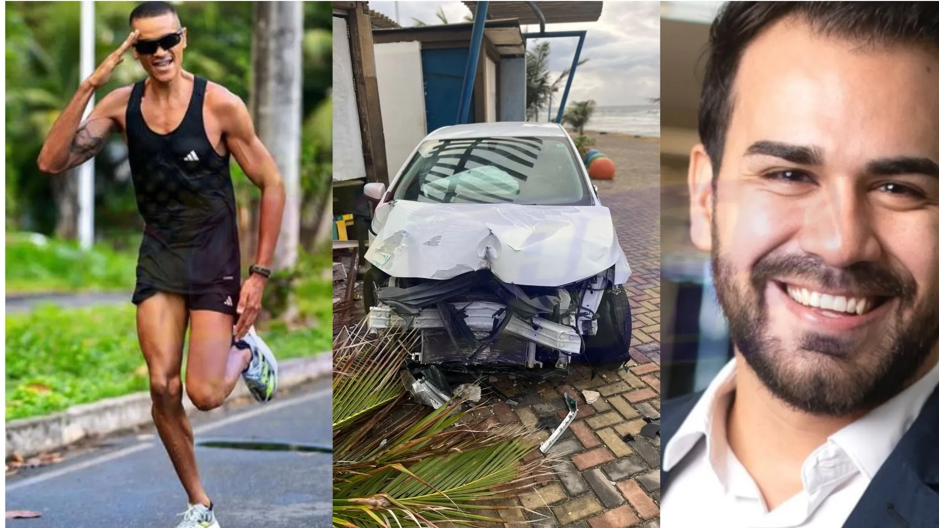 Imagens do suspeito, da vitima e do carro envolvidos no acidente