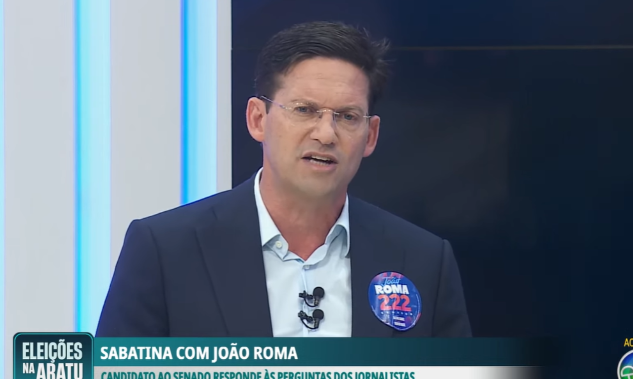 Elei&ccedil;&otilde;es na Aratu: Jo&atilde;o Roma chama reajuste do Bolsa Fam&iacute;lia de 'desespero'. Foto: TV Aratu 