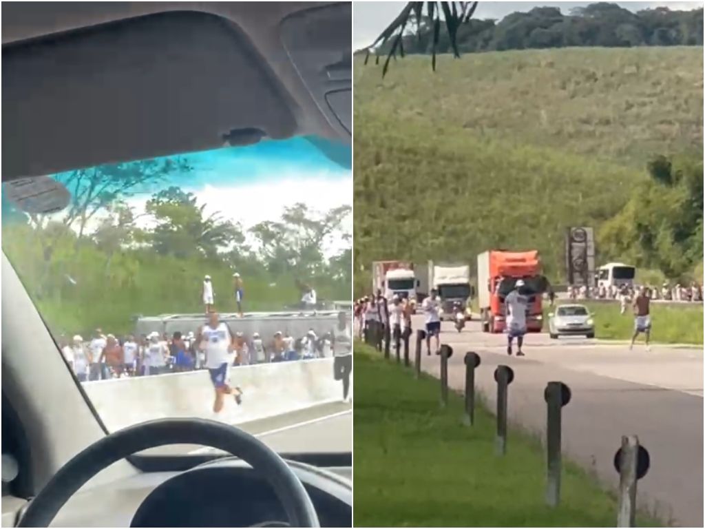 Como o ônibus da Bamor capotou, torcedores seguiram à pé. Foto: Redes Sociais