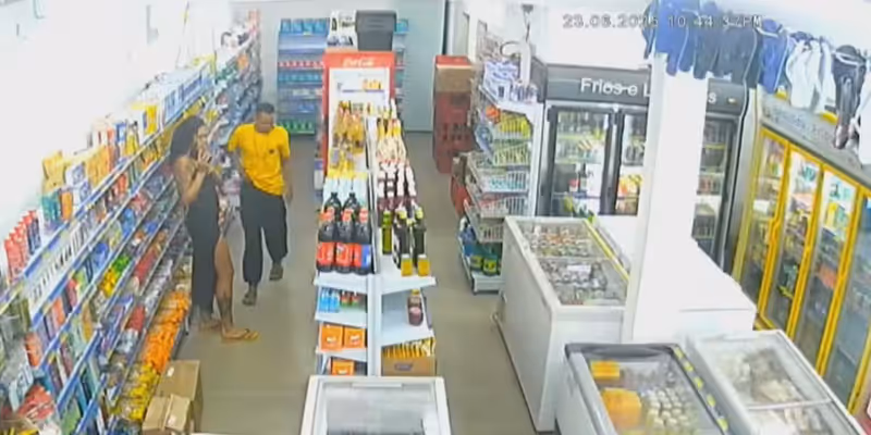 Câmera mostra momento que Matheus e Ana Beatriz conversam antes do jovem ser morto/Foto: Reprodução/Redes Sociais