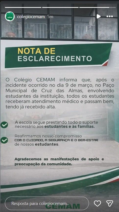 Nota Do Cemam. | Foto: Divulga&ccedil;&atilde;o Rede Social 