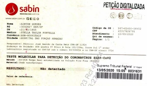 Resultados de exames de Bolsonaro para Covid-19 deram negativo; presidente usou nomes falsos