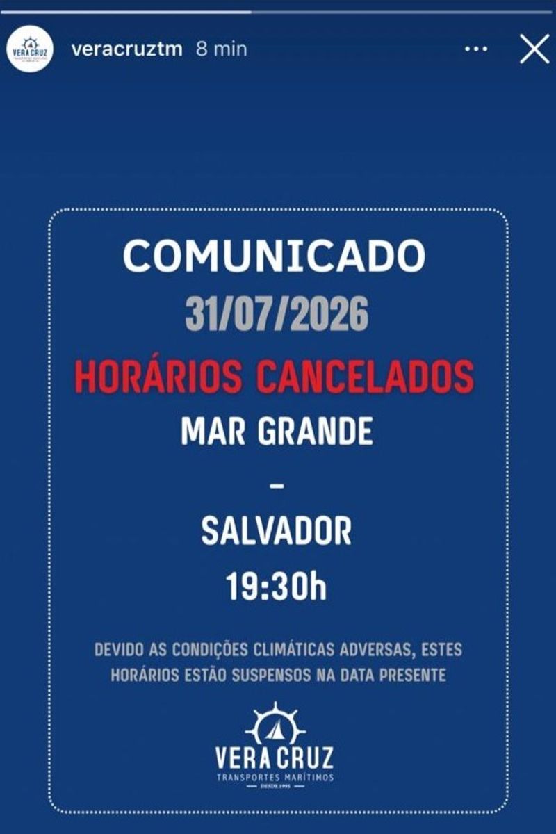 Antes de sair de casa, os passageiros da travessia Salvador-Mar Grande podem consultar a situação do serviço nos canais oficiais da Astramab e das empresas operadoras para evitar transtornos/Foto: Redes Sociais