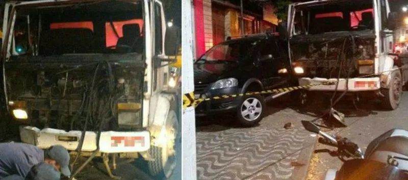 ‘BEBIDA X DIREÇÃO’: Caminhão ‘atropela’ carros e quase invade bar; Veja vídeo