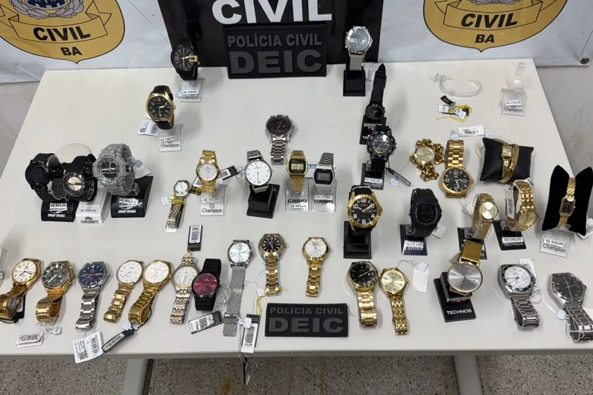 Polícia Civil recupera 38 relógios furtados de joalheria em cidade baiana