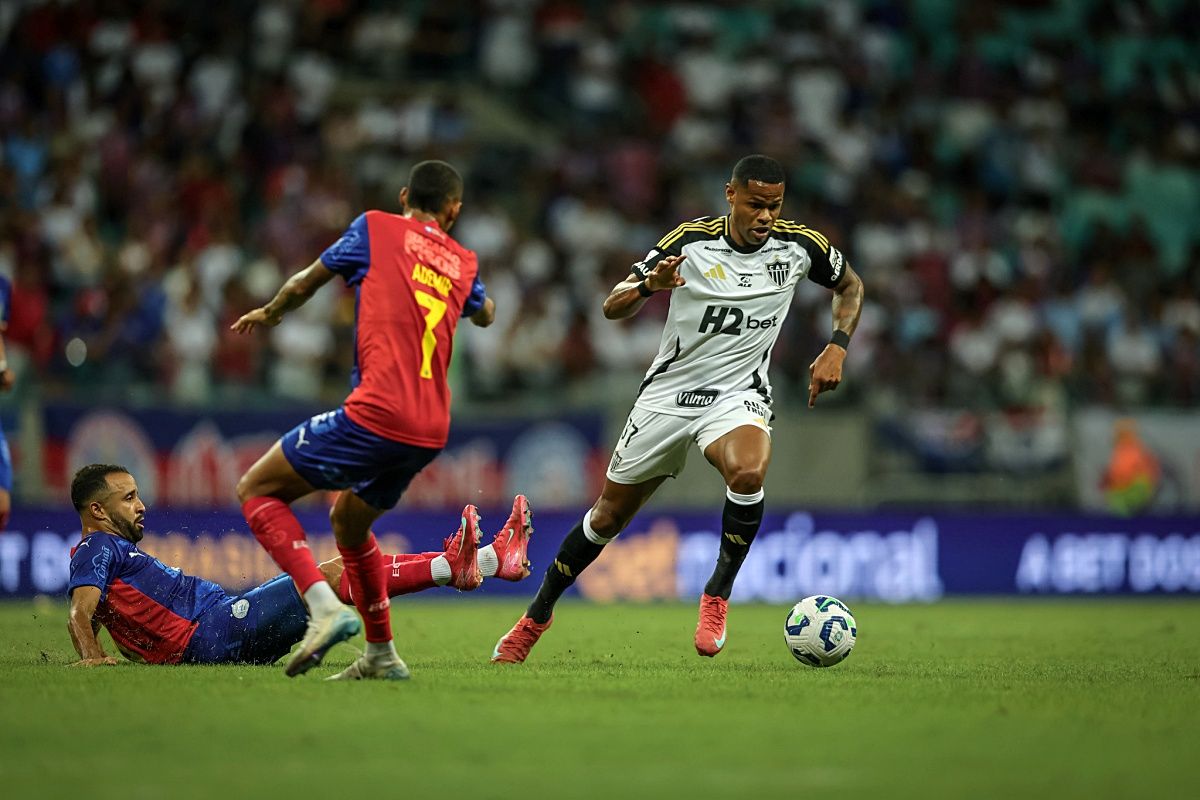 Baiano de Concei&ccedil;&atilde;o do Jacu&iacute;pe, conhe&ccedil;a o atacante J&uacute;nior Santos, alvo do Bahia para a temporada 2026. Foto: Pedro Souza/Atl&eacute;tico MG