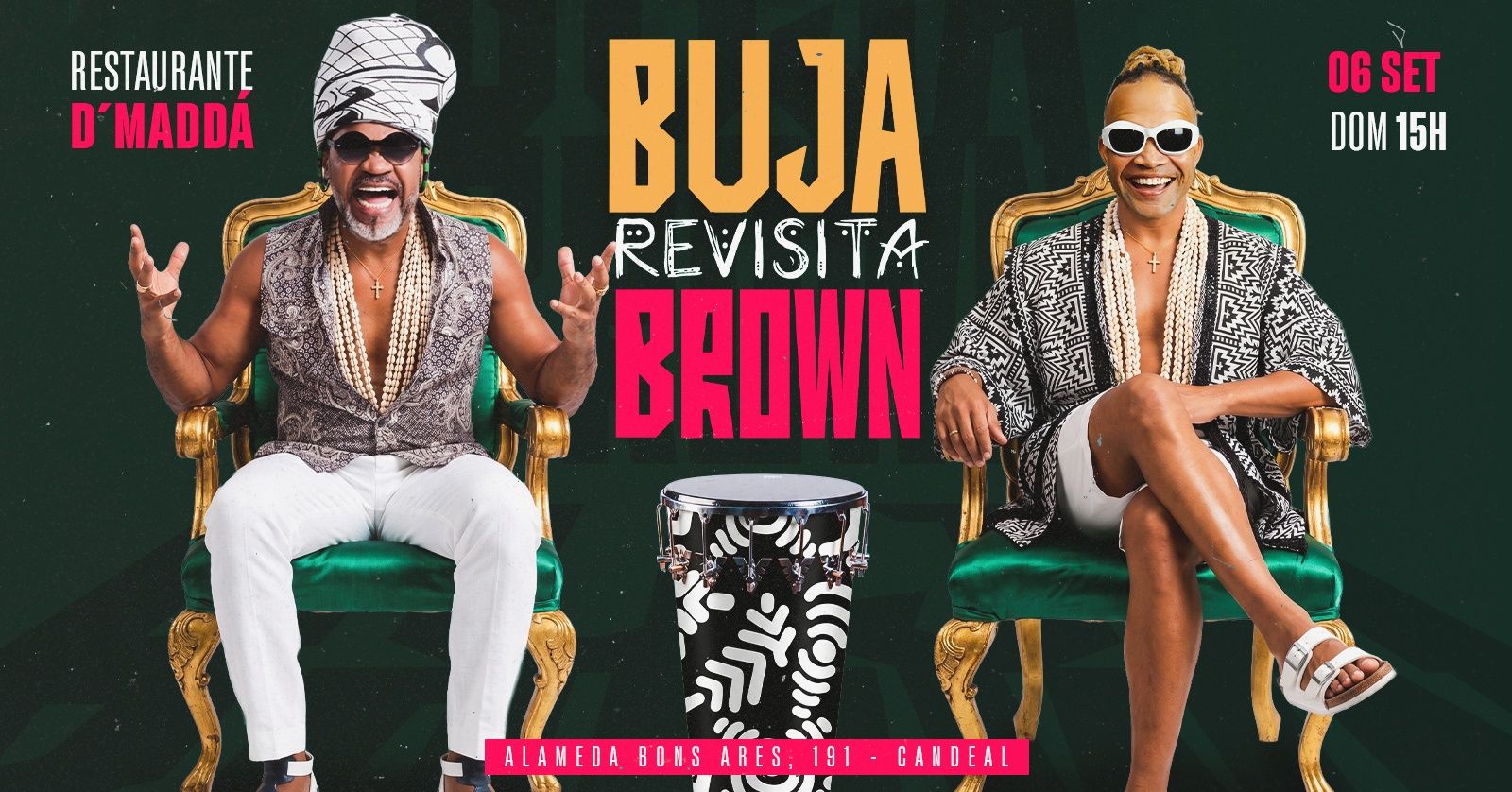 O Candeal recebe mais uma edi&ccedil;&atilde;o do &ldquo;Buja Revisita Brown&rdquo; neste domingo (6). O projeto revisita a obra de Carlinhos Brown e da Timbalada em releituras ac&uacute;sticas e autorais/Foto: Divulga&ccedil;&atilde;o