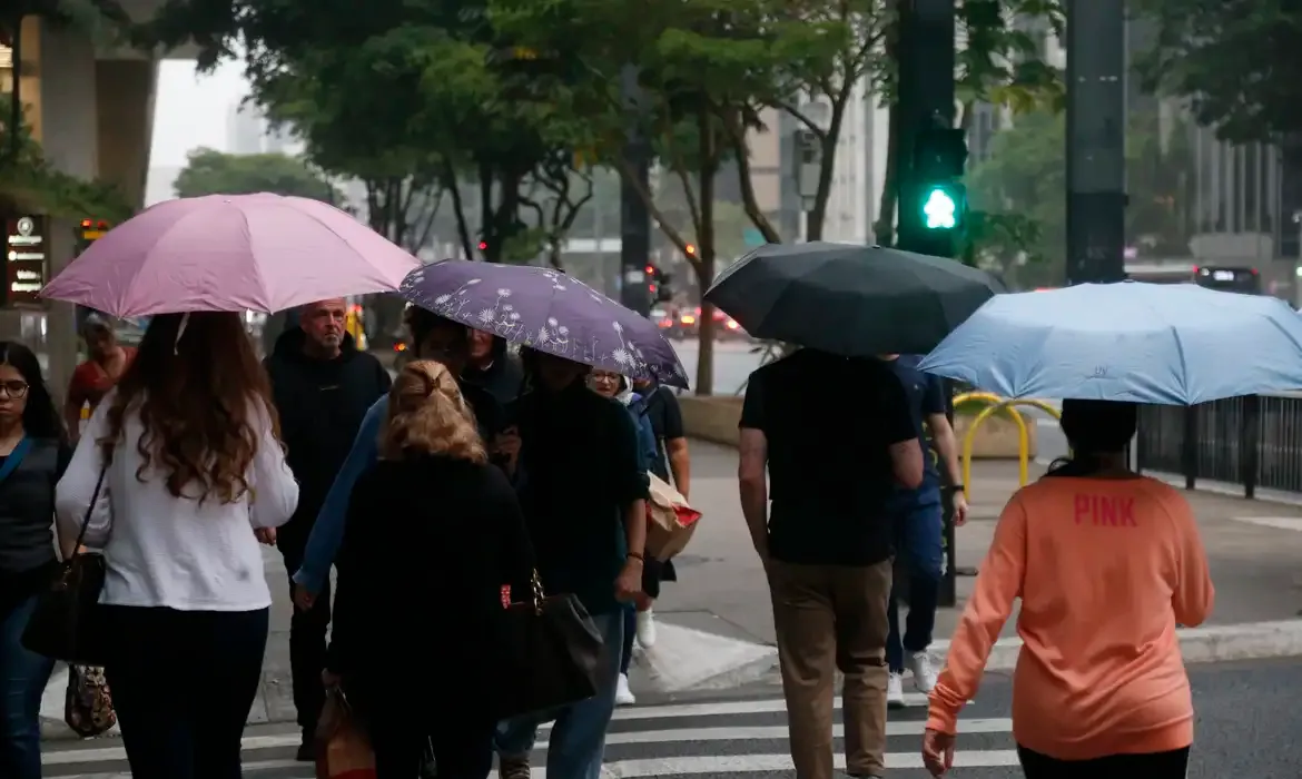 Pedestres Com Guarda Chuvas Abertos Caminhando Durante Chuva   Paulo Pinto   Ag&ecirc;ncia Brasil