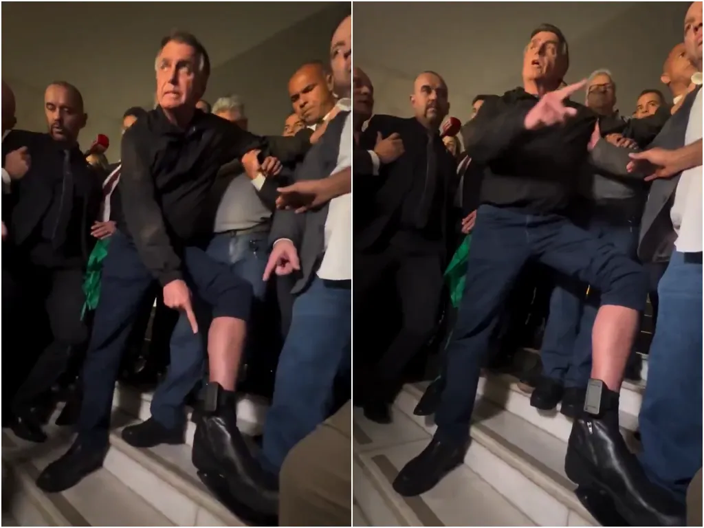 Bolsonaro mostra tornozeleira após reunião com PL na Câmara