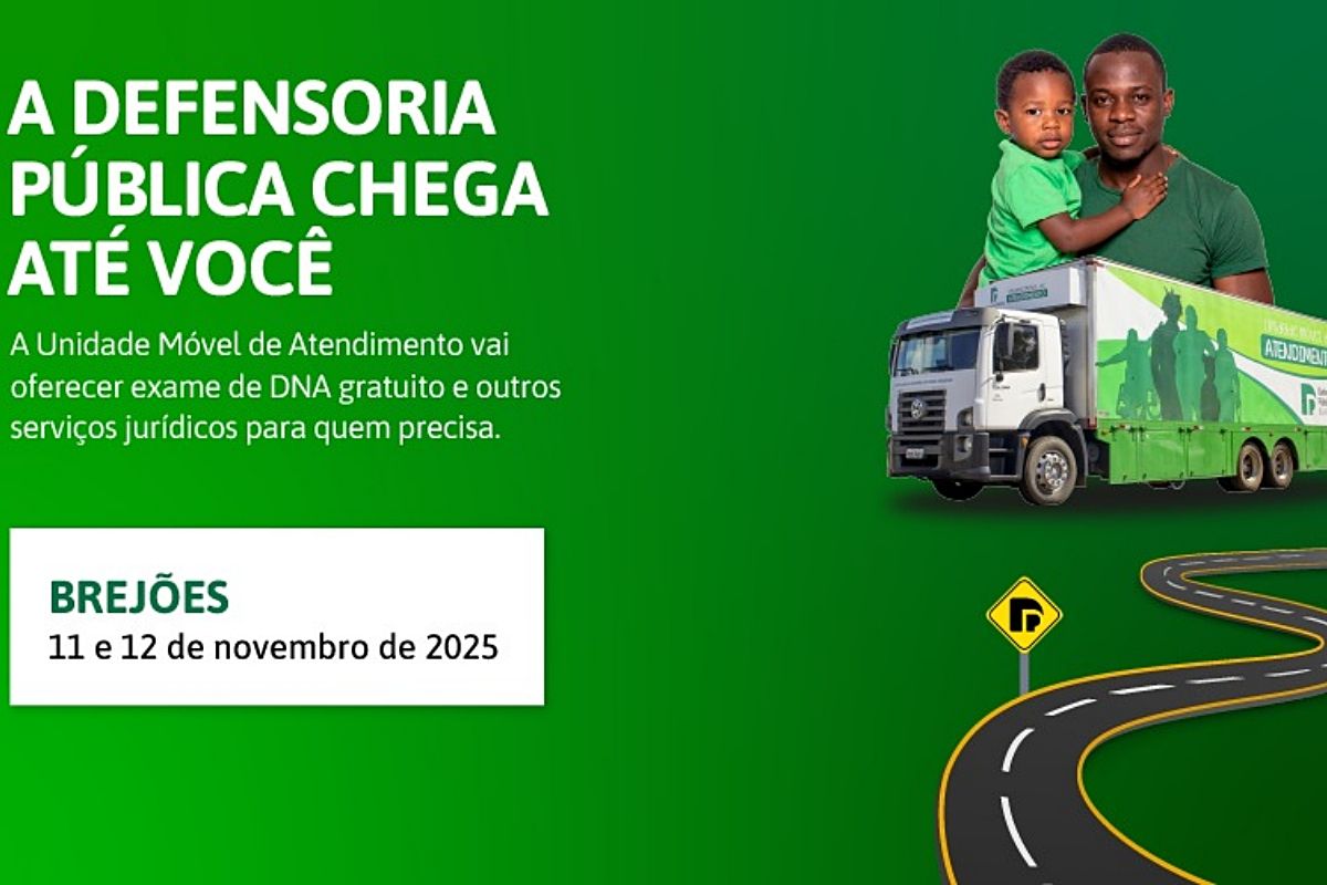 Os atendimentos da Defensoria Pública no município de Brejões acontecem dias 11 e 12 de novembro. Foto: Divulgação/DPE