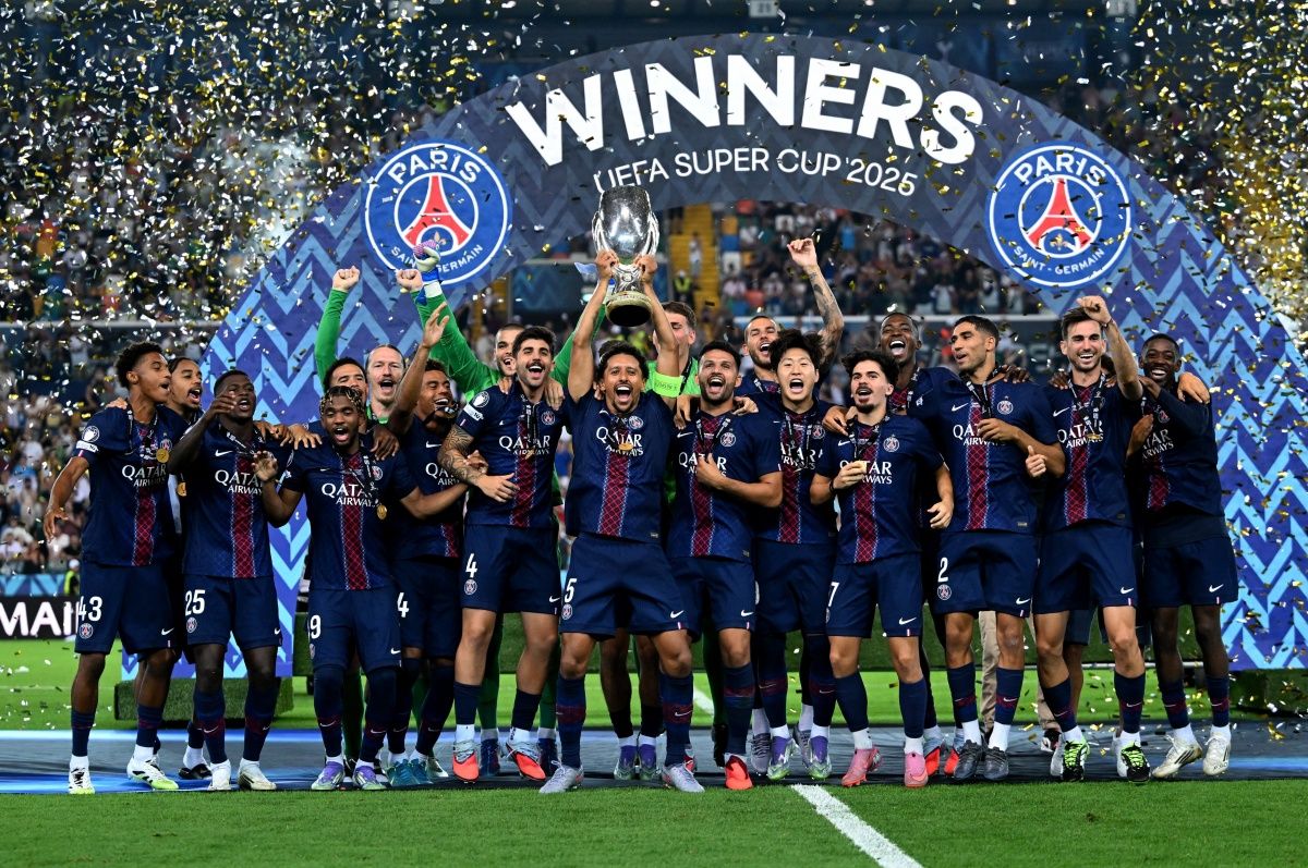 PSG conquista a Supercopa da Uefa nos pênaltis após empate contra o Tottenham no tempo regulamentar, na Itália. Foto: X/Uefa