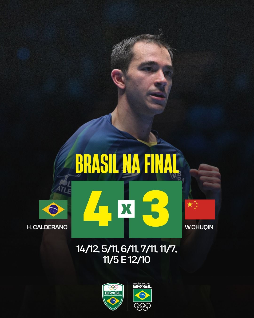 Hugo Calderano é o primeiro Brasileiro a disputar uma final da Copa do Mundo de Tênis de Mesa | Foto: reprodução/Instagram/Time Brasil/ITTIF