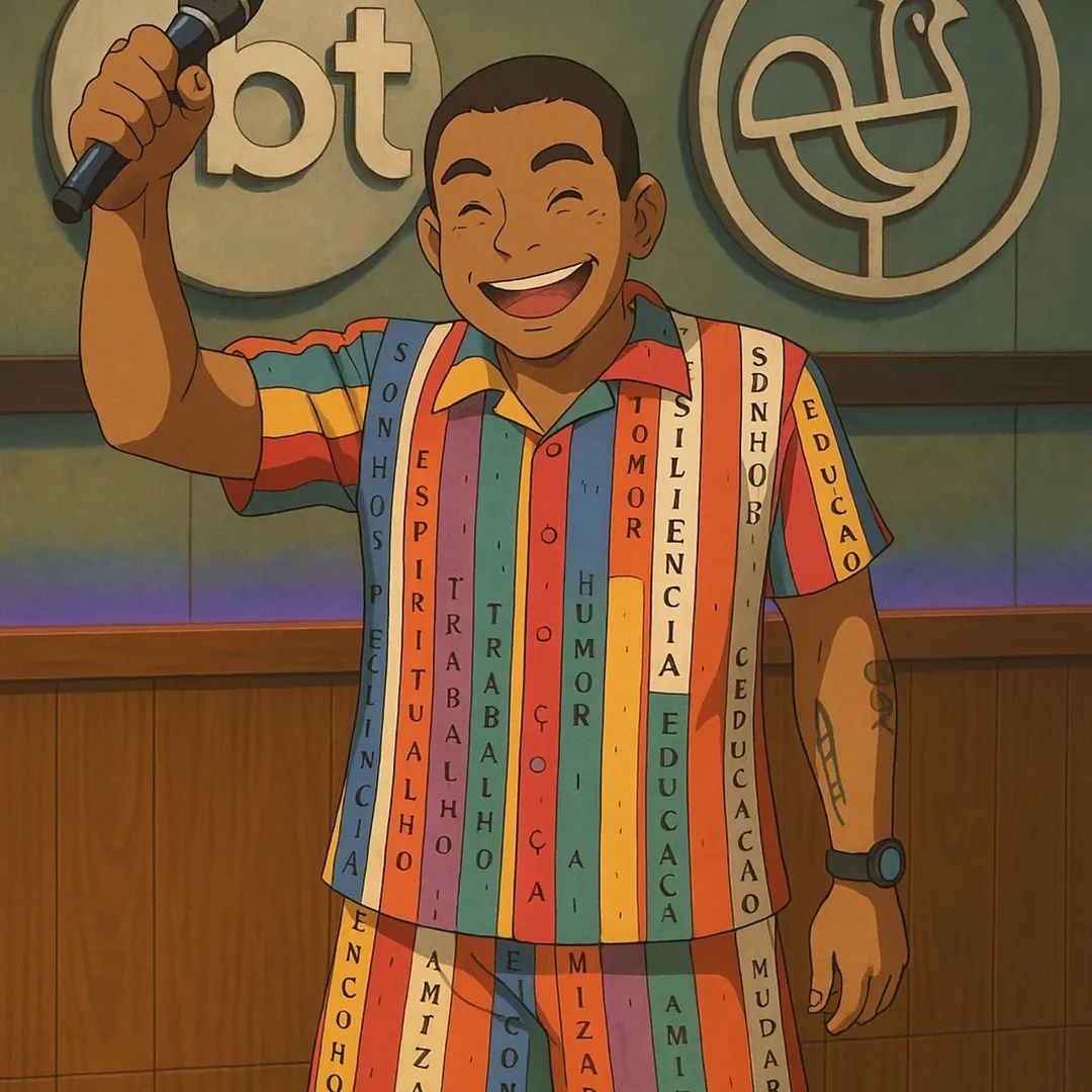 Apresentador Alex Lopes no estilo Studio Ghibli