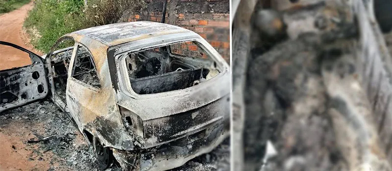 BARBÁRIE: Corpo queimado é encontrado dentro de carro em comunidade de Simões Filho