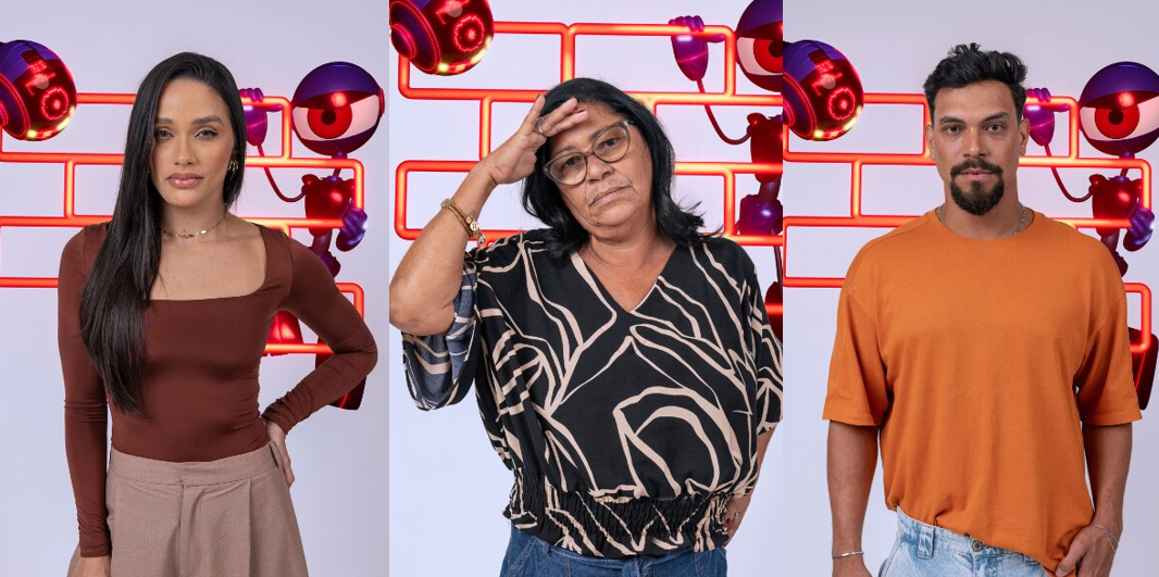 Eva, Joselma e Vinícius enfrentam o paredão no BBB 25. Foto: Globo