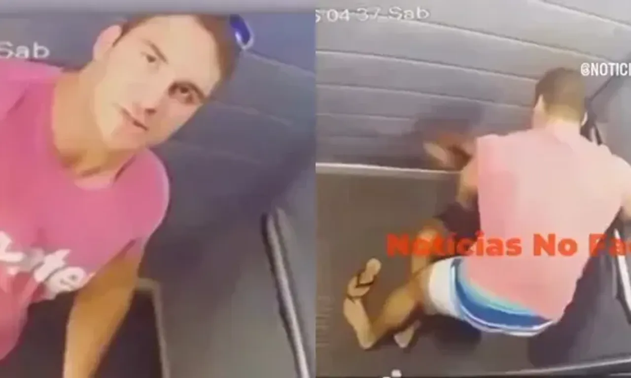 Homem que deu mais de 60 socos em namorada fez boletim de ocorrência por supostas agressões de policiais penais. Foto: Reprodução / Câmera de segurança