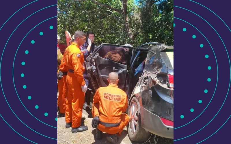 A identidade das v&iacute;timas do acidente na Estrada da Cetrel n&atilde;o foi revelada, por&eacute;m todas receberam atendimento m&eacute;dico ap&oacute;s o ocorrido/Foto: Corpo de Bombeiros&nbsp;