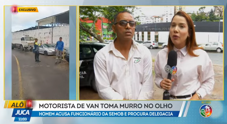 Motorista de van denuncia agress&atilde;o ap&oacute;s fiscaliza&ccedil;&atilde;o da Semob. Foto: Reprodu&ccedil;&atilde;o TV Aratu 