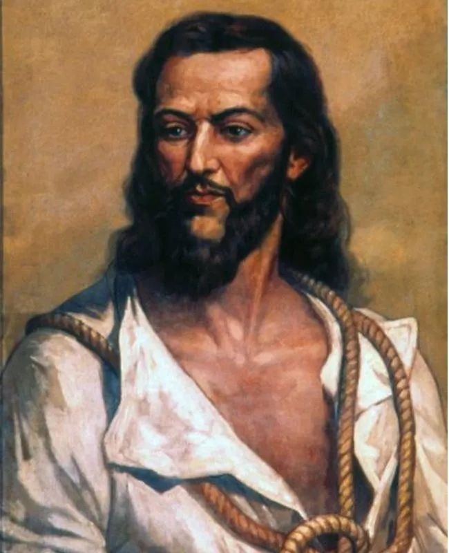Imagem idealizada por Oscar Pereira da Silva de como teria sido Tiradentes (1922). Atualmente, a obra original se encontra no Museu Paulista da Universidade de São Paulo (USP)