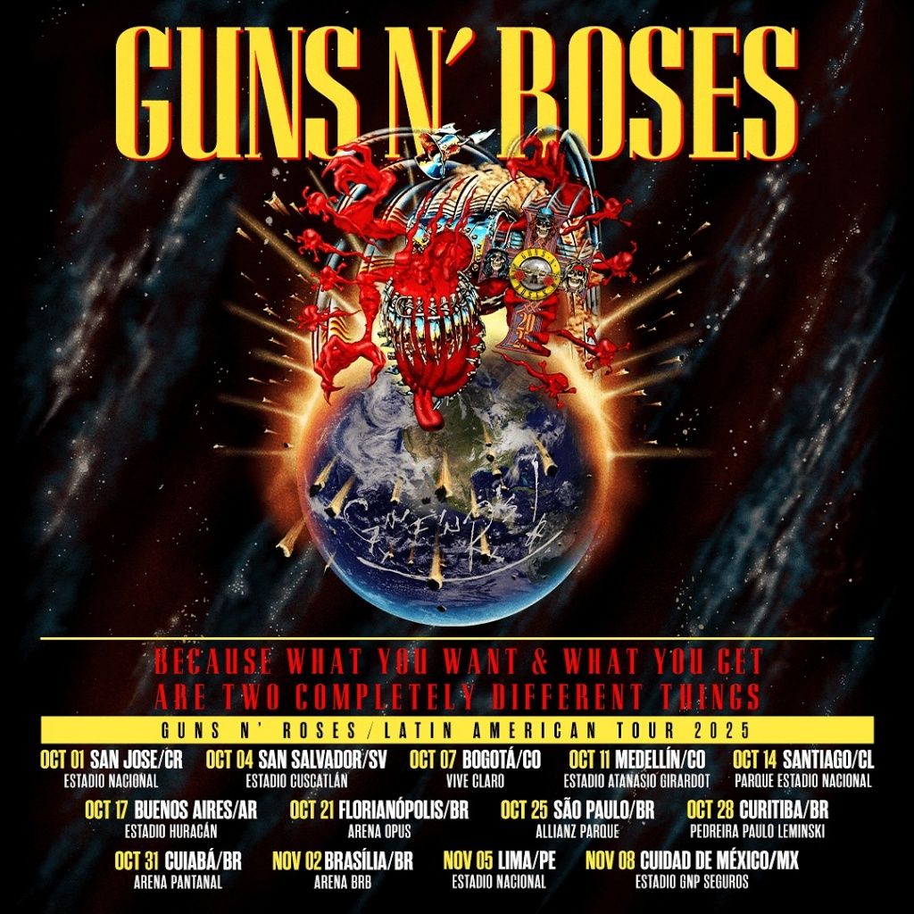 Guns N'Roses retorna ao Brasil após três anos. Foto: Instagram/@gunsnroses