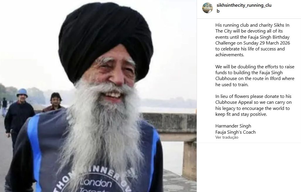 Homenagem ao maratonista mais velho do mundo | Imagem: reprodução/Instagram