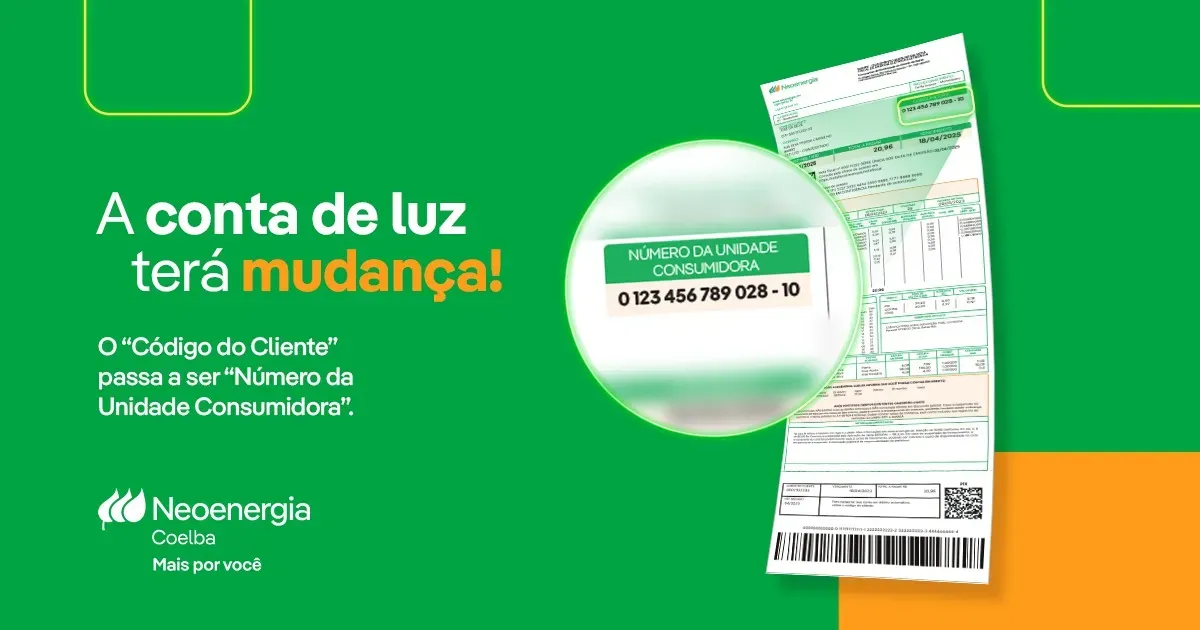 Os consumidores baianos passar&atilde;o a identificar, na conta de energia, uma mudan&ccedil;a importante no campo hoje conhecido como o &ldquo;C&oacute;digo do Cliente&rdquo;, a partir de julho deste ano.